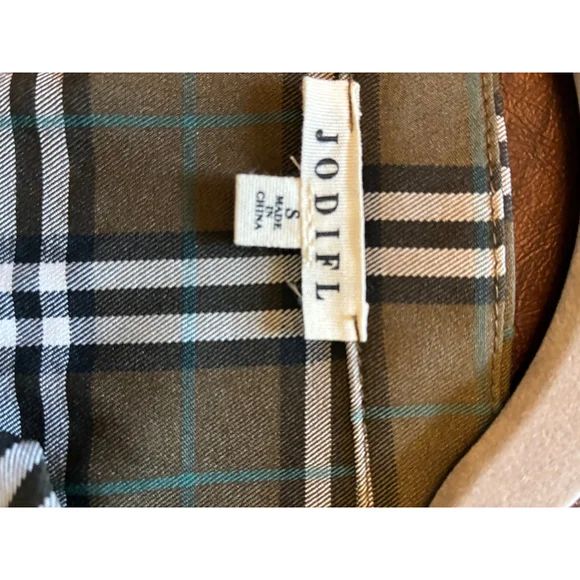 0247 NWOT Size Small **Jodifil** Green Plaid Shirt Dress. - Picture 10 of 14